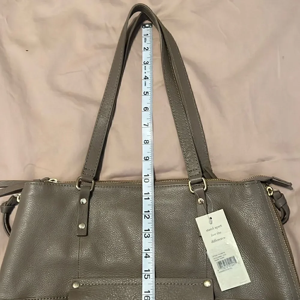 NWT Kooba large roomy lots of pockets expandable zip close satchel in taupe